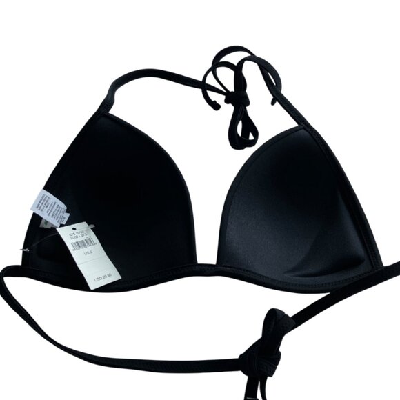 Aerie triangle halter neck tie back bikini top black size S small - Picture 3 of 5